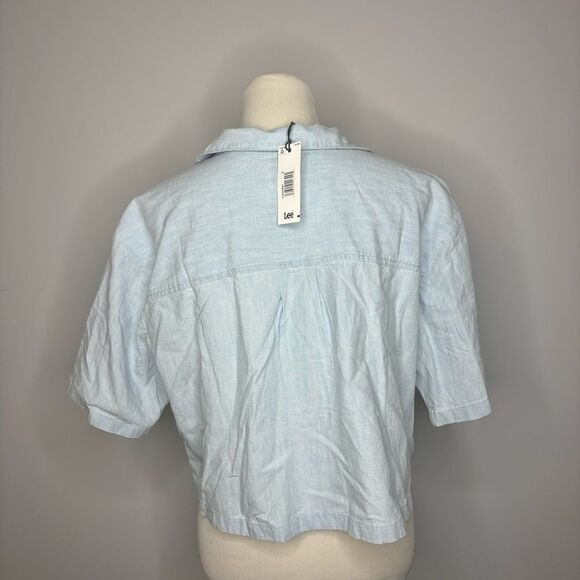 Lee- Blue Relaxed Fit Button Down Short Sleeve Top - Picture 3 of 4